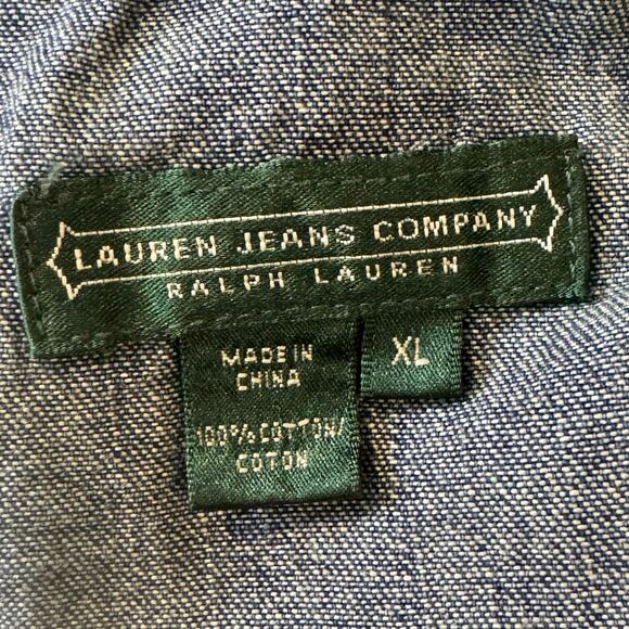 Ralph Lauren Jeans Company Size XL Denim True Wrap Dress Ruffle Tulip Hem - Picture 6 of 7